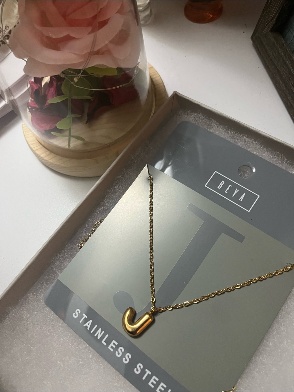 Gold Letter J Pendant Necklace - Stainless Steel